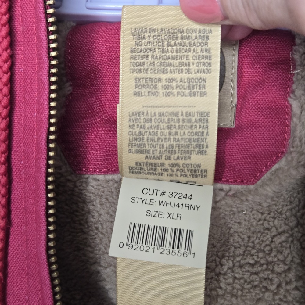Berne Jacket Womens XL Pink Canvas Duck Work Workwear Sherpa Lined Hooded - Picture 13 of 14